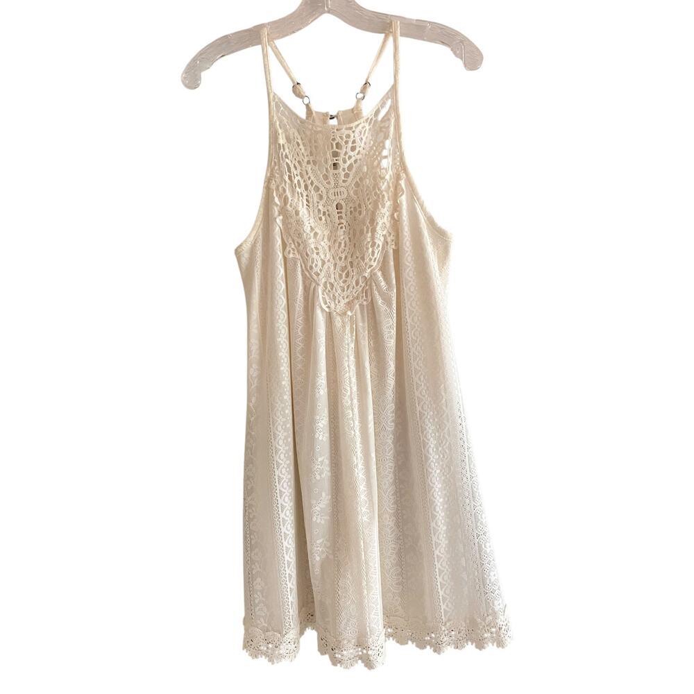 Lace Babydoll Dress Sleeveless Ivory Size XS FairyCore Cottage Waif Coquette